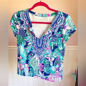 Lilly Pulitzer Alora Top Lookin Sharp Size Small